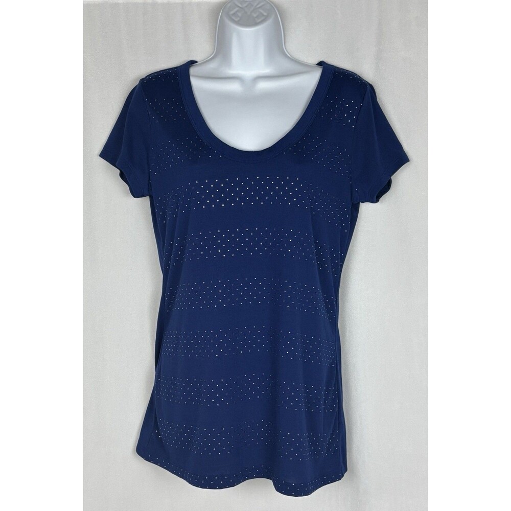 Banana Republic Women’s Size Medium Metallic-Dot Tee In Navy Blue MSRP $45
